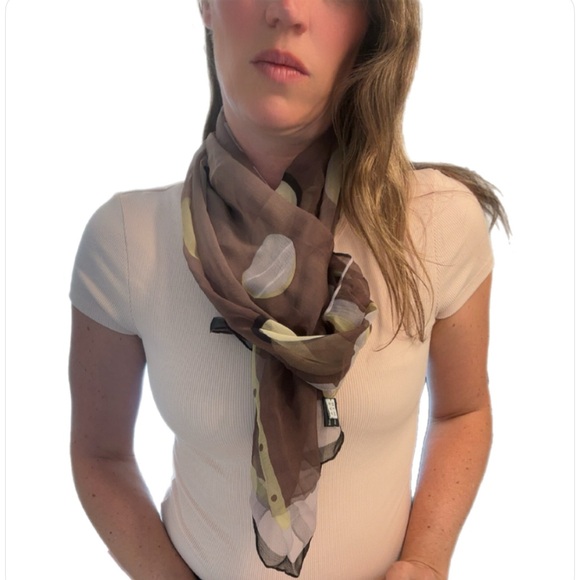 Barneys New York Brown and cream Silk Scarf - Picture 1 of 5